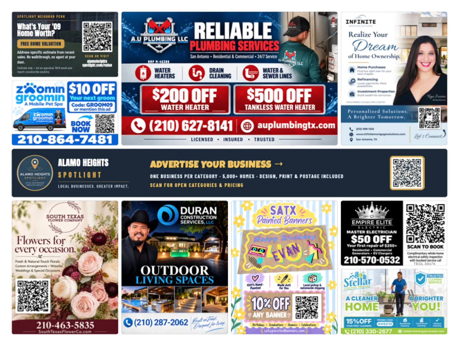 Back of sample Alamo Heights artwork — preview for Bellaire Spotlight